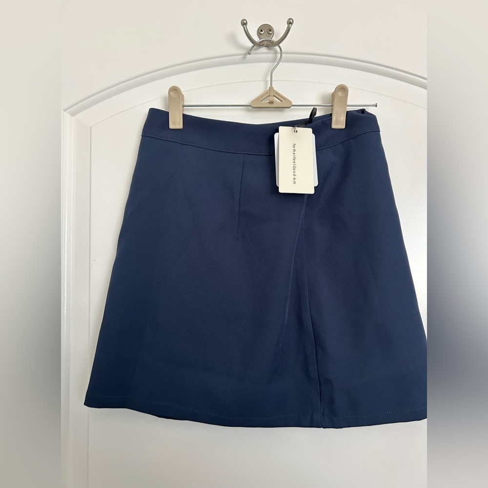 Commense Asymmetric Layered Split Mini Skirt Blue… - image 4